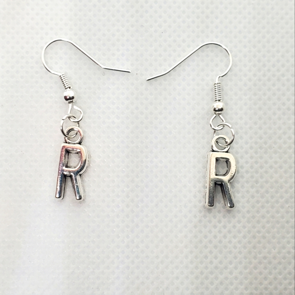 7/$10 R Initial Earrings, NEW